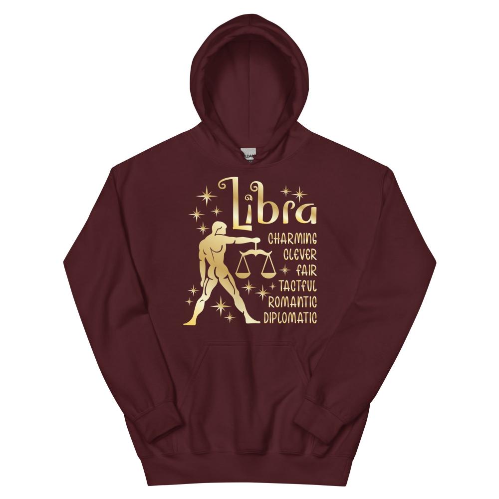 Libra Zodiac Positive Traits Hoodie - Maroon Color - https://ascensionemporium.net